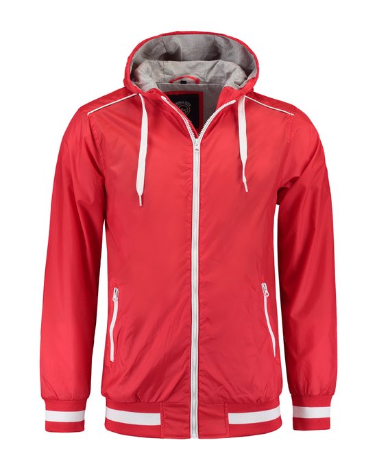 L&S nylon jacket met capuchon unisex rood - 3XL