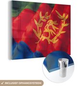 MuchoWow® Glasschilderij 160x120 cm - Schilderij acrylglas - De vlag van Eritrea - Foto op glas - Schilderijen