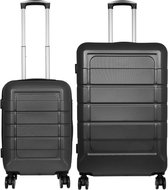 Kofferset 2 delig - Reiskoffers met TSA slot en op wielen - Como - Antraciet - S + L - Travelsuitcase
