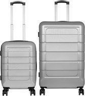 Kofferset 2 delig - Reiskoffers met TSA slot en op wielen - Como - Zilver - S + L - Travelsuitcase