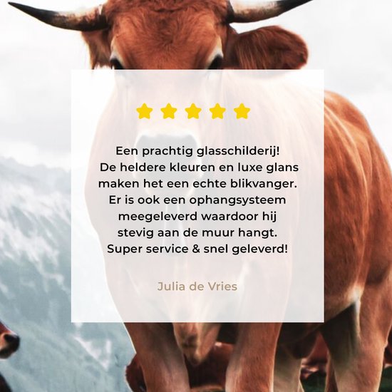 MuchoWow® Peinture sur verre 120x160 cm - Peinture sur verre acrylique - Animaux - Vache - Berg - Photo sur verre - Peintures