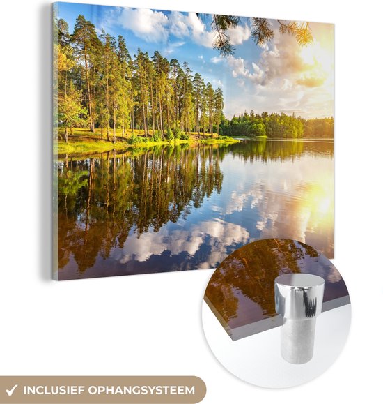 MuchoWow® Peinture sur Verre - Water - Arbres - Nature - 80x60 cm - Peintures sur Verre Peintures - Photo sur Glas