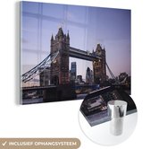 MuchoWow® Glasschilderij 150x100 cm - Schilderij acrylglas - Londen - Tower Bridge - Brug - Foto op glas - Schilderijen