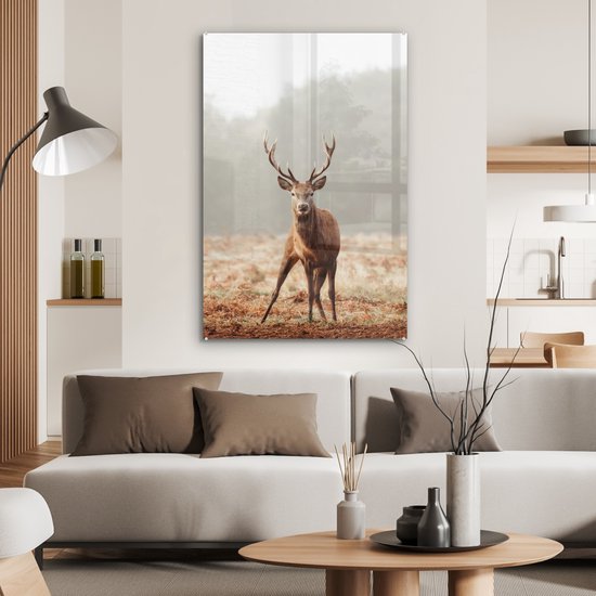Peinture sur Verre - Cerf - Forêt - Brouillard - 60x90 cm - Peintures sur Verre Peintures - Photo sur Glas