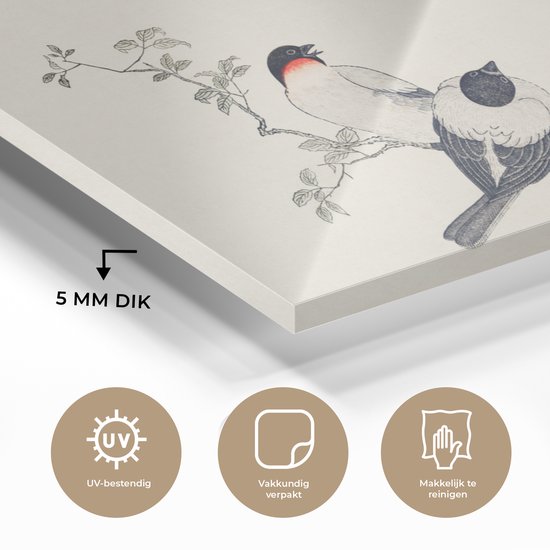 Peinture sur verre - Hibou - Vogel - Japon - 90x60 cm - Peintures Plexiglas