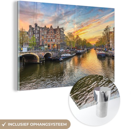 Peinture sur verre - Amsterdam - Water - Pays- Nederland - 60x40 cm - Peintures en plexiglas