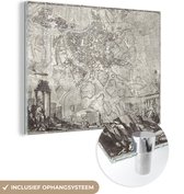 MuchoWow® Glasschilderij 120x90 cm - Schilderij acrylglas - Stadskaart - Rome - Zwart - Wit - Foto op glas - Schilderijen - Plattegrond