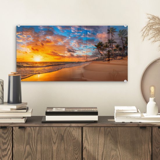 Peinture sur Verre - Tropical - Plage - Soleil - 40x20 cm - Peintures sur Verre Peintures - Photo sur Glas