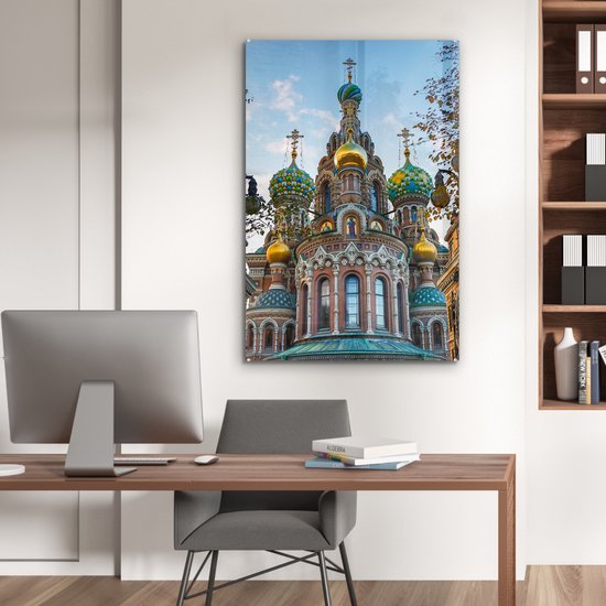 MuchoWow® Peinture sur verre 80x120 cm - Peinture sur verre acrylique - Saint-Pétersbourg - Cathédrale - Architecture - Photo sur verre - Peintures