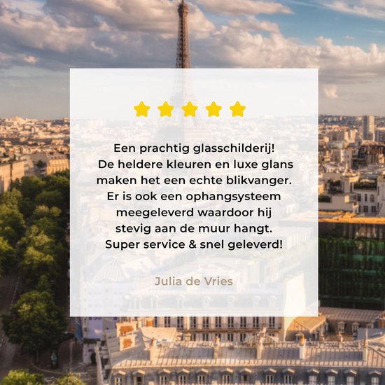 MuchoWow® Peinture sur verre 20x20 cm - Peinture acrylique sur verre - Tour Eiffel - Paris - Maison - Photo sur verre - Peintures