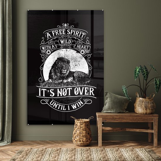 Peintures en plexiglas - Lion - Rétro - Zwart - Wit - Sort - 120x180 cm