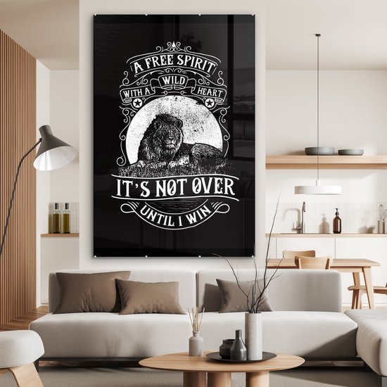 Peintures en plexiglas - Lion - Rétro - Zwart - Wit - Sort - 120x180 cm