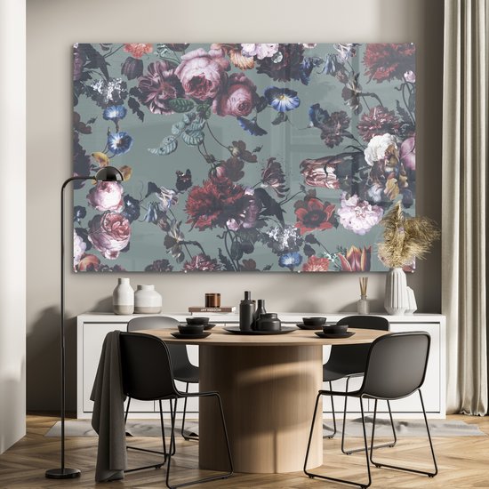Peinture sur verre - Fleurs - Roses - Rose - 150x100 cm - Peintures Plexiglas