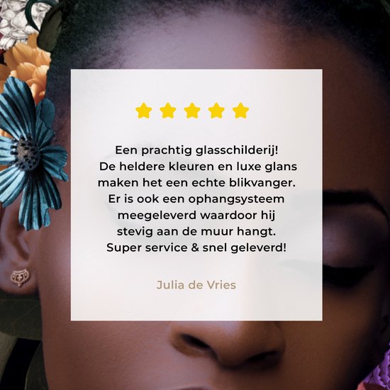 Peinture sur verre - Fleurs - Feuilles - Femmes - 60x90 cm - Peintures Plexiglas