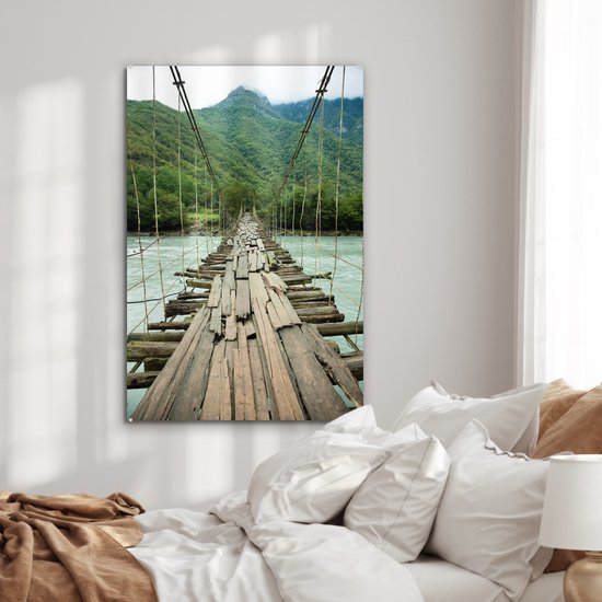 Peinture sur Verre - Pont - Bois - Rivière - 80x120 cm - Peintures sur Verre Peintures - Photo sur Glas