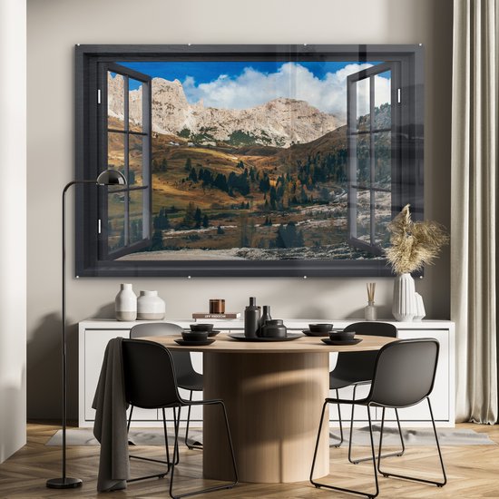 Peintures sur verre - Voir à travers - Montagnes - Vert - 180x120 cm - Peintures Plexiglas