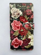 Samsung Galaxy A32 5g boekhoesje met bloemenprint rood - portemonnee hoesje met kaarthouder en magneetsluiting