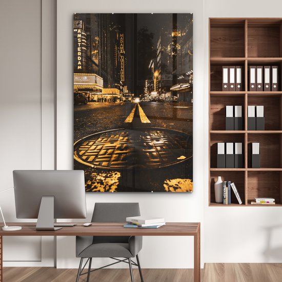 Peinture sur verre - Or - Rues - Amsterdam - 100x150 cm - Peintures en plexiglas