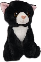 Knuffel Zwarte Kat Tuxedo - Zittend - 14 cm
