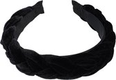 Haarband Diadeem Gevlochten Velvet Stof 4cm Zwart Hoofdband Velours Stoffen Vlecht Haaraccessoire Haarmode