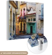 MuchoWow® Peinture sur verre 90x90 cm - Peinture sur verre - Rue colorée de la capitale cubaine La Havane - Photo sur verre acrylique - Peintures