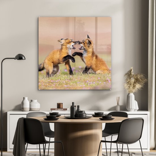 Peinture sur Verre - Vossen - Fleurs - Portrait - 90x90 cm - Peintures sur Verre Peintures - Photo sur Glas