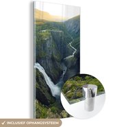 MuchoWow® Glasschilderij 20x40 cm - Schilderij acrylglas - Waterval in Noorwegen - Foto op glas - Schilderijen