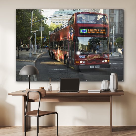 Un bus à impériale en plexiglas de New York 180x120 cm - Tirage photo sur Glas (décoration murale en plexiglas) XXL / Groot format!