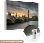 MuchoWow® Glasschilderij 90x60 cm - Schilderij acrylglas - Uitzicht op de beroemde Big Ben in Londen - Foto op glas - Schilderijen