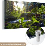 MuchoWow® Glasschilderij 40x20 cm - Schilderij acrylglas - Tropische waterval - Foto op glas - Schilderijen