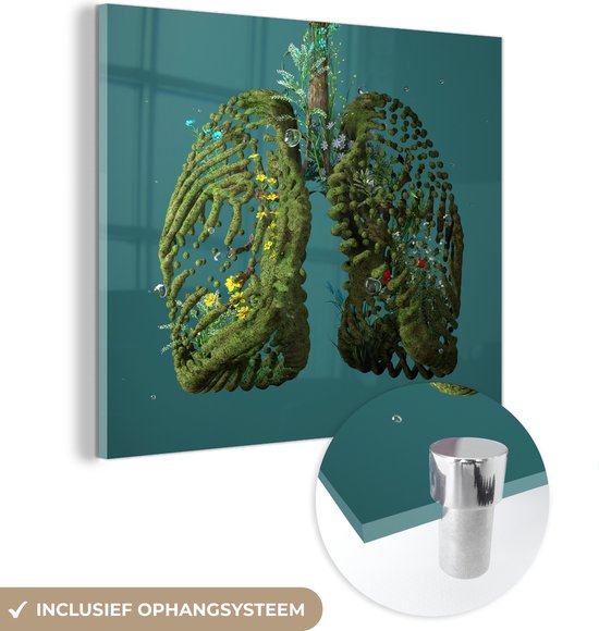 Peinture sur verre MuchoWow® - Poumons verts - 20x20 cm - Peintures sur verre acrylique - Photo sur Glas