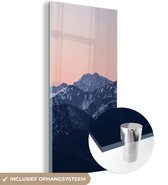 MuchoWow® Glasschilderij 40x80 cm - Schilderij acrylglas - Alpen - Berg - Zonsondergang - Sneeuw - Foto op glas - Schilderijen