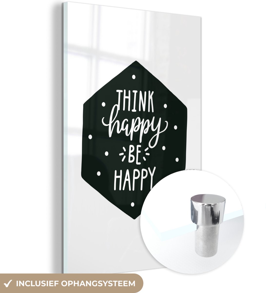 ® Glasschilderij 120x180 cm - Schilderij acrylglas - Quote - Happy - Kind - Jongens - Meisjes - Baby - Kinderen - Foto op glas - Muurdecoratie woonkamer - Wanddecoratie slaapkamer - Schilderijen