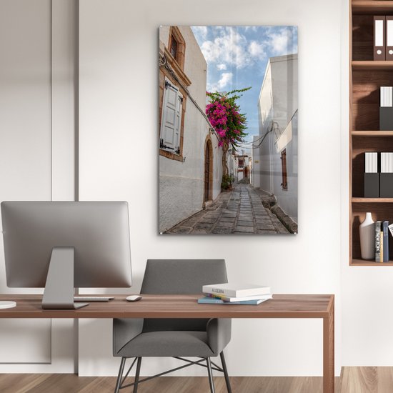 Architecture Witte dans une rue étroite de la vieille ville de Rhodes Plexiglas 80x120 cm - Tirage photo sur Glas (décoration murale en plexiglas)