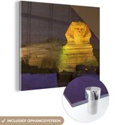 MuchoWow® Glasschilderij 20x20 cm - Schilderij acrylglas - Gouden sfinx - Foto op glas - Schilderijen