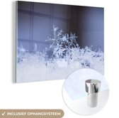 MuchoWow® Peinture sur verre 180x120 cm - Peinture sur verre acrylique - Flocon de neige gelé en gros plan - Photo sur verre - Peintures