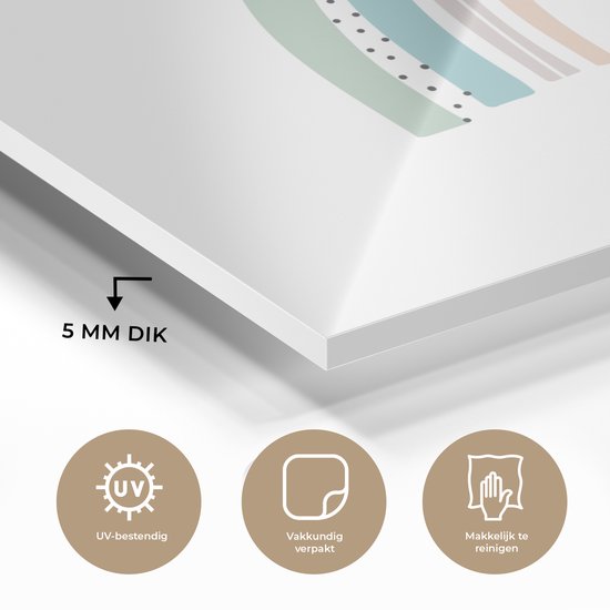 MuchoWow® Peinture sur verre 160x120 cm - Peinture sur verre acrylique - Arc-en-ciel - Enfants - Étoiles - Points - Pastel - Photo sur verre - Peintures