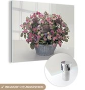MuchoWow® Glasschilderij 40x30 cm - Schilderij acrylglas - Leliebloemen in een boeket - Foto op glas - Schilderijen