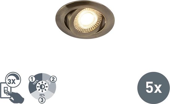 Faretto Da Incasso LED Qazqa Dimmerabile - Ø84mm, Bronzo, Per Interni, Con Dimmer Incluso - Foto 8