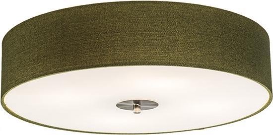 QAZQA drum jute - Moderne Plafondlamp met kap - 4 lichts - Ø 500 mm - Groen - Woonkamer | Slaapkamer | Keuken