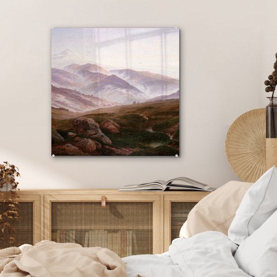MuchoWow® Peinture sur verre 50x50 cm - Peinture sur verre - Monts des Giant - Caspar David Friedrich - Photo sur verre acrylique - Peintures