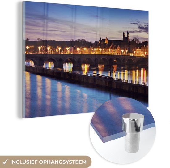 Glasschilderij - Licht - Brug - Maastricht - Plexiglas Schilderijen