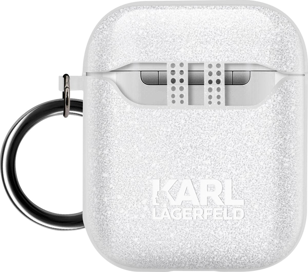 Airpods Silicone gel glitter Choupette Ikonik Karl Lagerfeld hoesje Zilver
