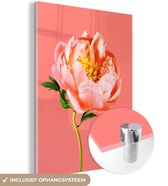 MuchoWow® Peinture sur verre - Pivoine rose saumon - 90x120 cm - Peintures sur verre acrylique - Photo sur Glas