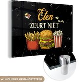 MuchoWow® Glasschilderij 30x20 cm - Schilderij acrylglas - Eten - Saus - Tekst - Foto op glas - Schilderijen - Cadeau voor vrouw - Cadeau voor man