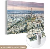 MuchoWow® Glasschilderij 120x80 cm - Schilderij acrylglas - Parijs - Eiffeltoren - Stad - Foto op glas - Schilderijen