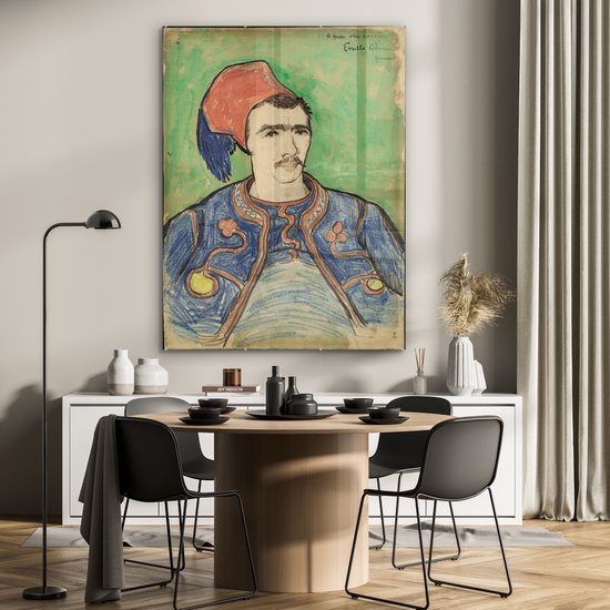 MuchoWow® Peinture sur Verre - Le Zouave - Vincent van Gogh - 90x120 cm - Peintures sur Verre Acrylique - Photo sur Glas