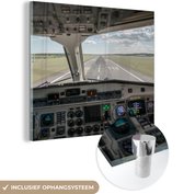 MuchoWow® Glasschilderij 20x20 cm - Schilderij acrylglas - Cockpit - Vliegtuig - Radar - Foto op glas - Schilderijen