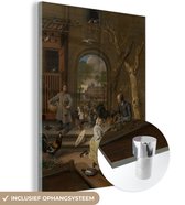 MuchoWow® Glasschilderij 30x40 cm - Schilderij acrylglas - De hoenderhof - Jan Steen - Foto op glas - Schilderijen