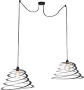 QAZQA scroll - Design Hanglamp voor boven de eettafel | in eetkamer - 2 lichts - L 1250 mm - Zwart - Woonkamer | Slaapkamer | Keuken